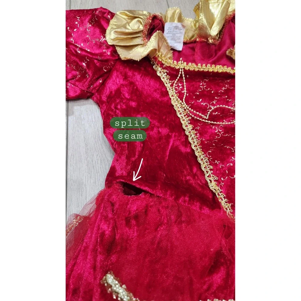 Rubies Girls Renaissance Princess Costume Dress Red Gold Velvet M 7-8 Queen